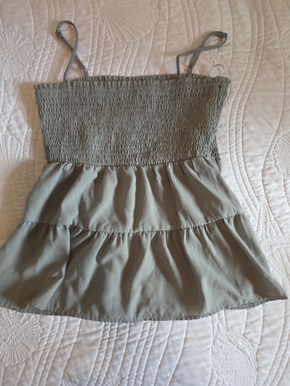Paper Crane Olive Green Smocked Tiered Camisole